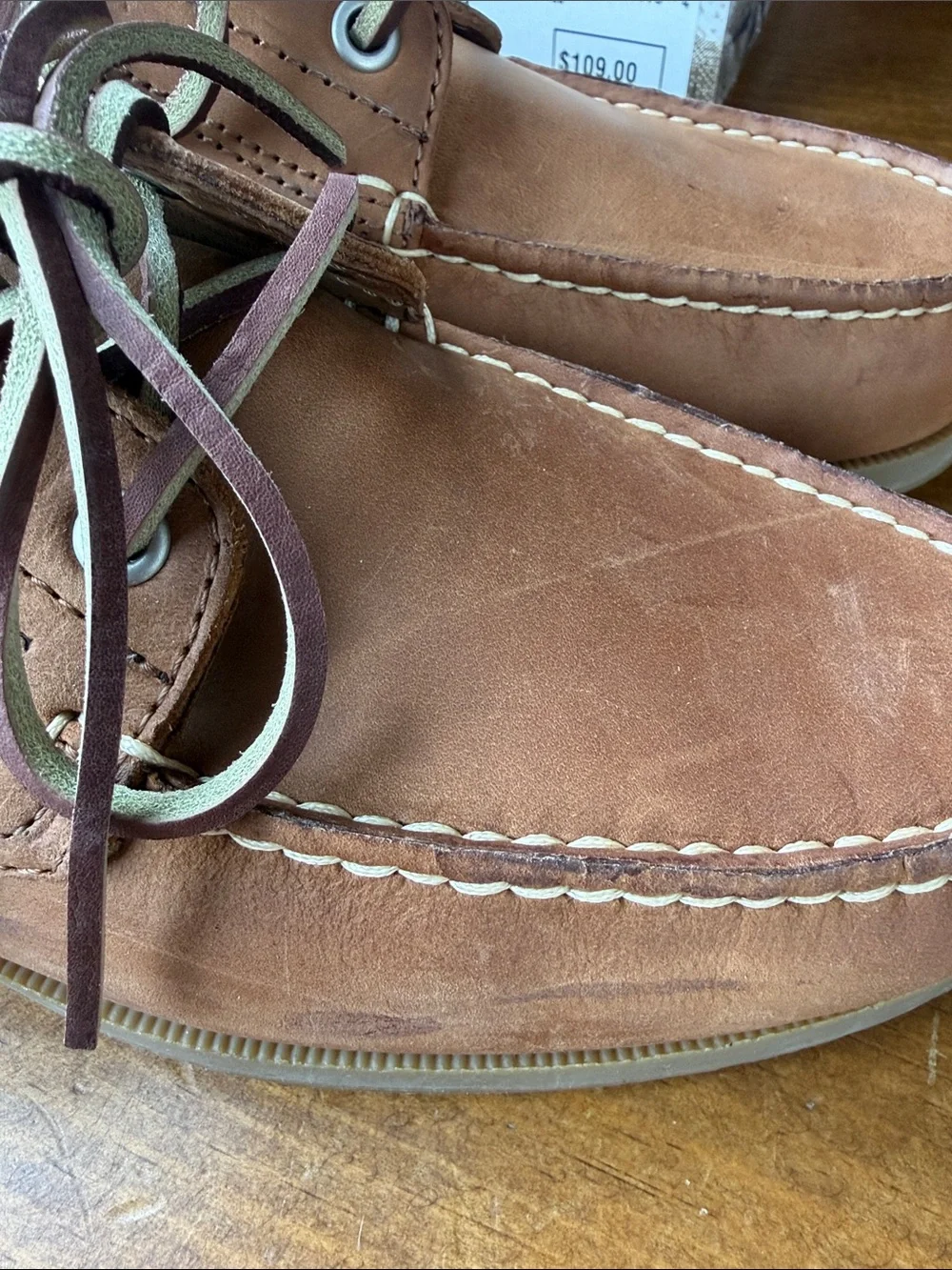 Bass Seafarer Caramel Boat Shoe Slip On Sz 9